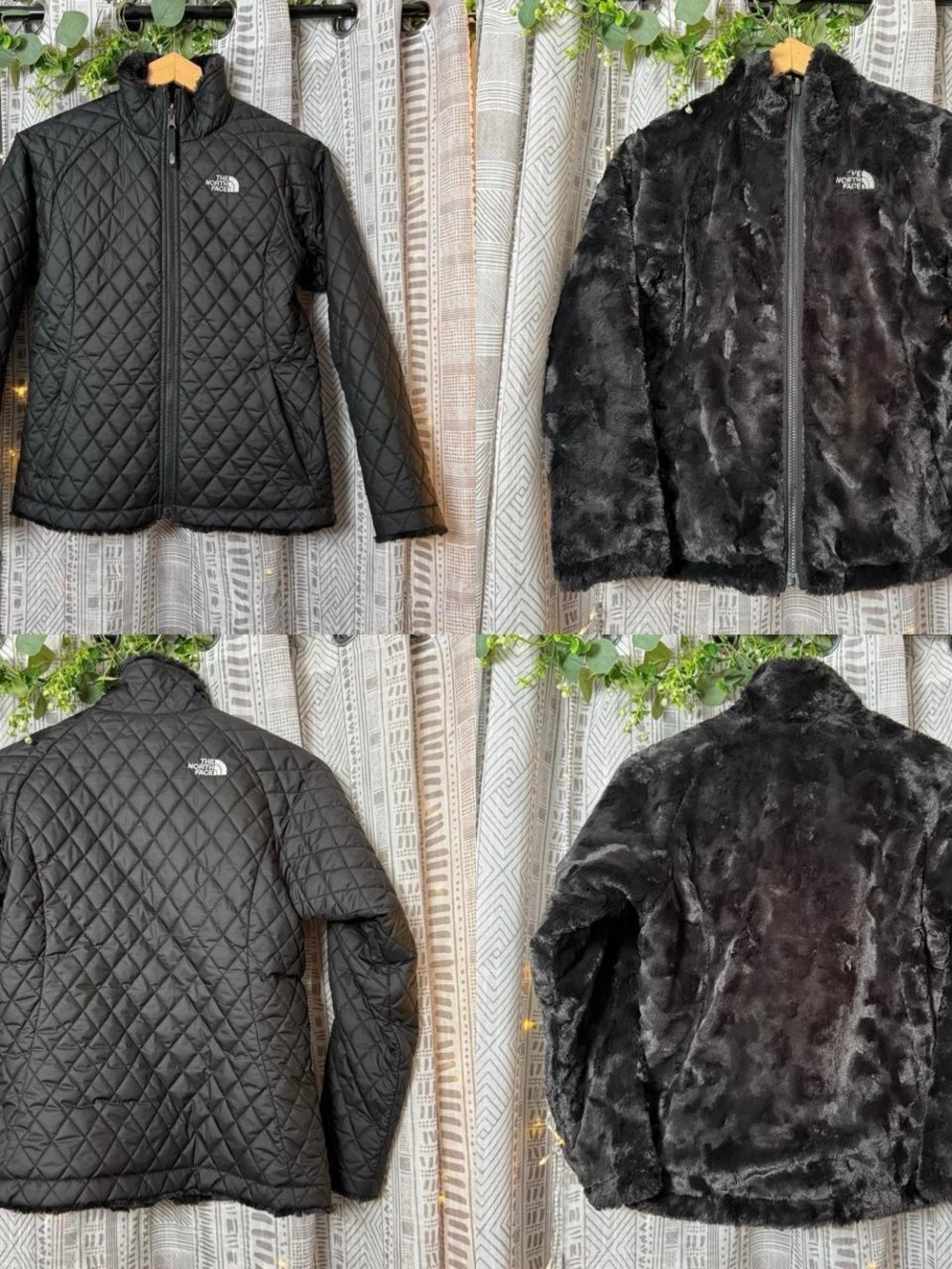 The North Face Women's Black Reversible Quilted & Faux-Fur Jacket